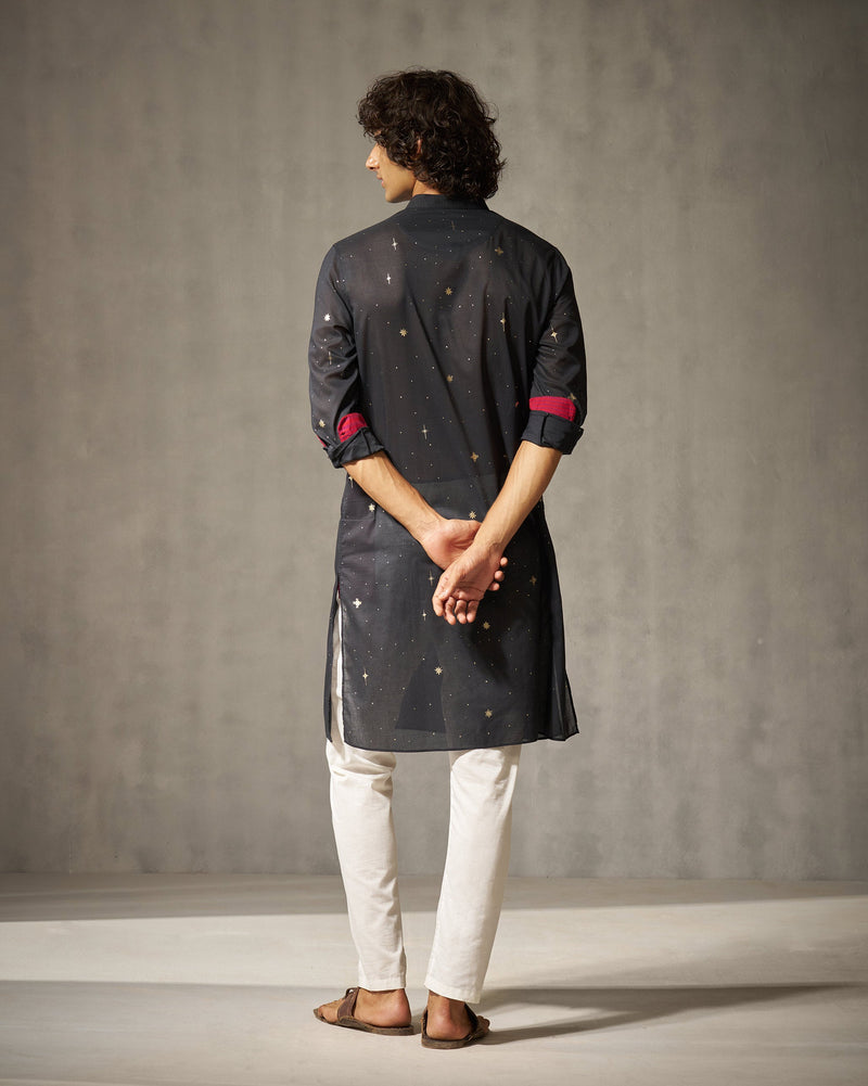 Neckband Kurta - Black Print