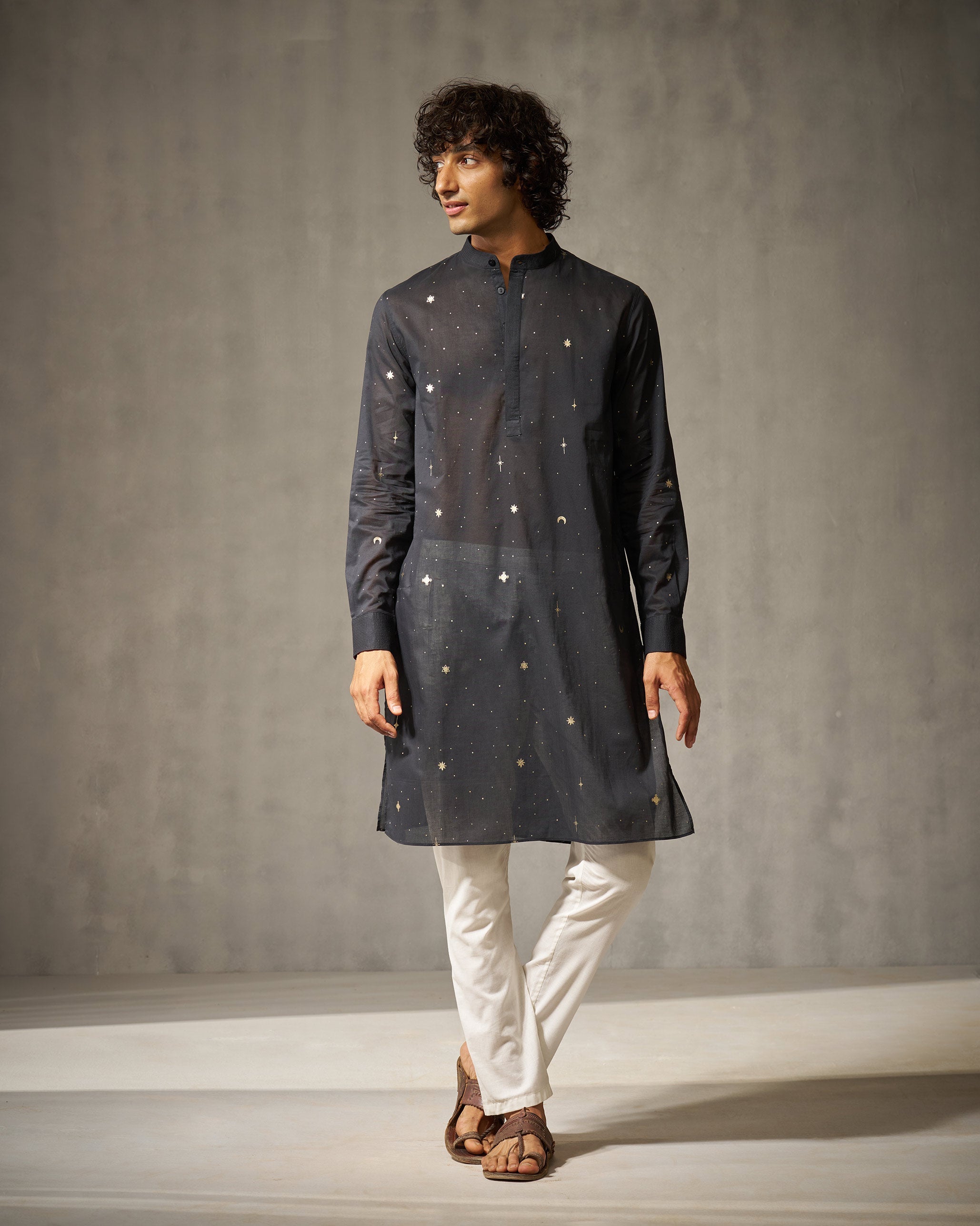 Neckband Kurta - Black Print