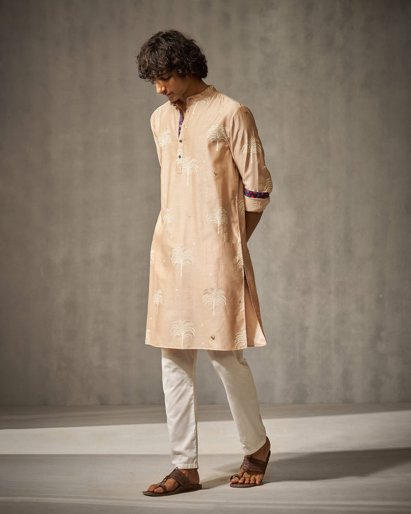 Bageecha Kurta - Light Brown Print