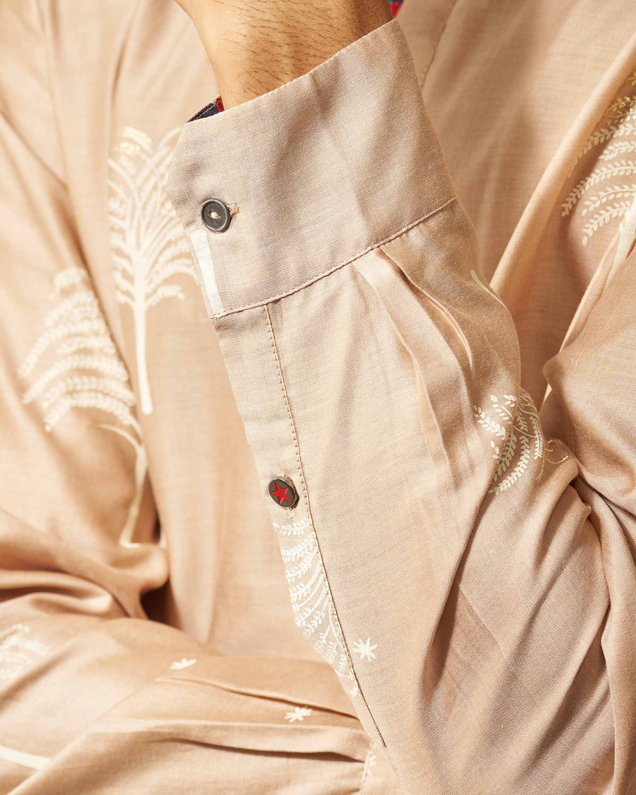 Bageecha Kurta - Light Brown Print