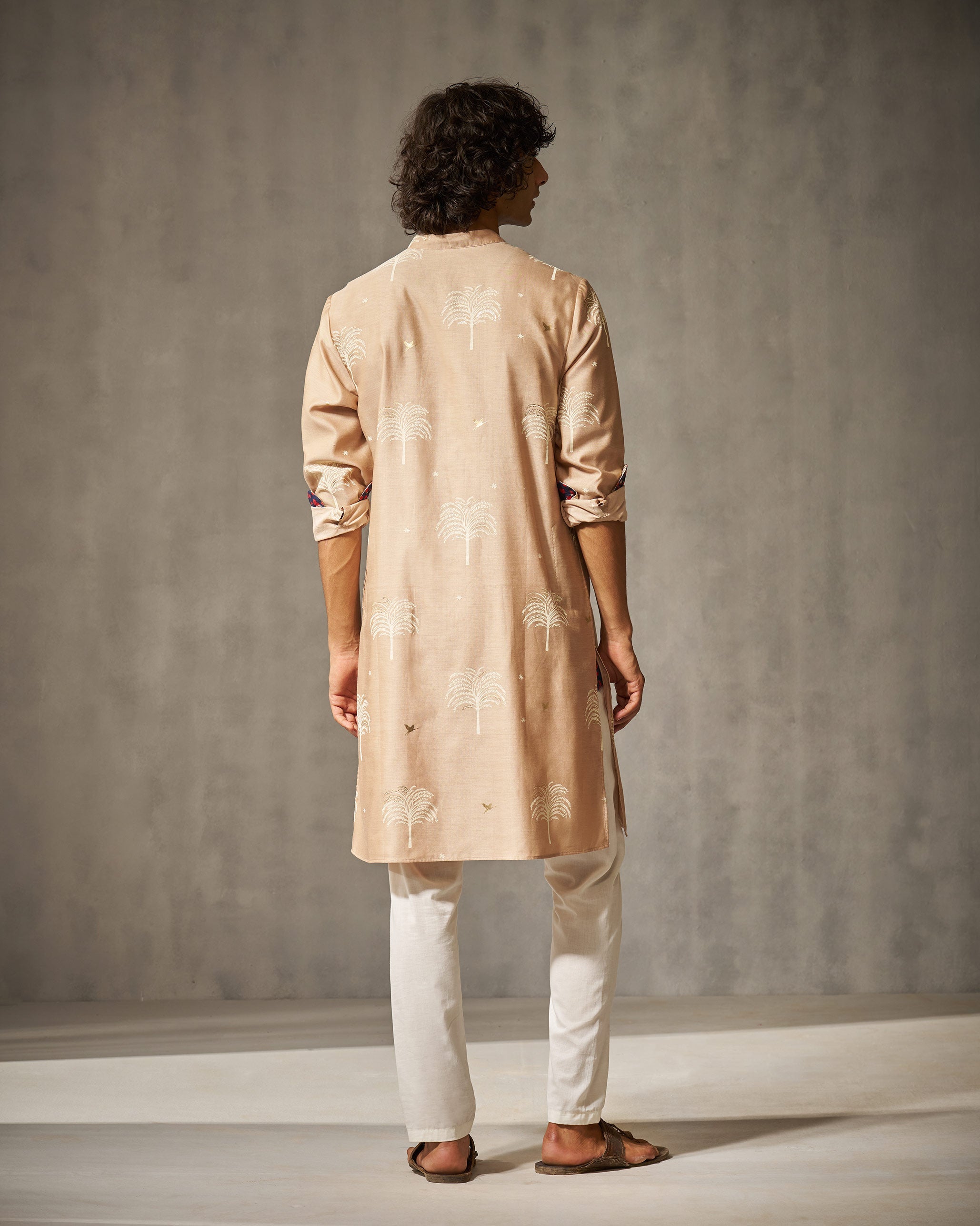 Bageecha Kurta - Light Brown Print