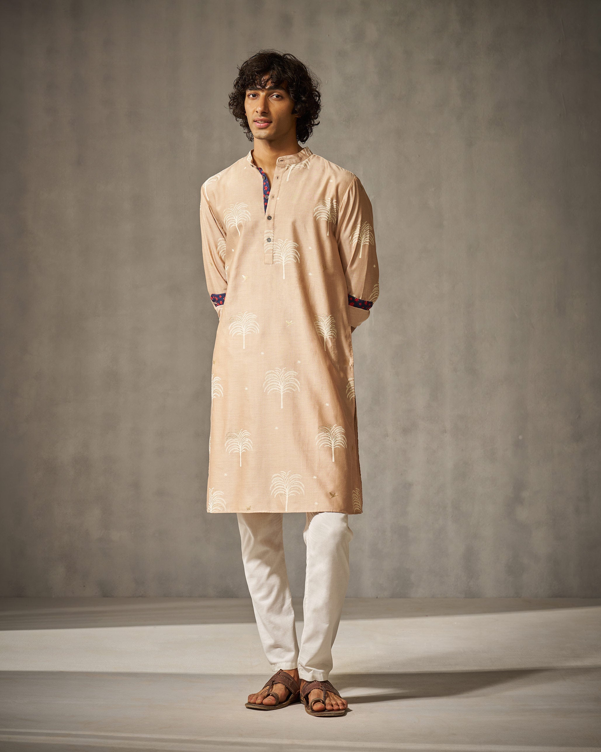 Bageecha Kurta - Light Brown Print