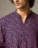 Bageecha Kurta - Red & Blue Print