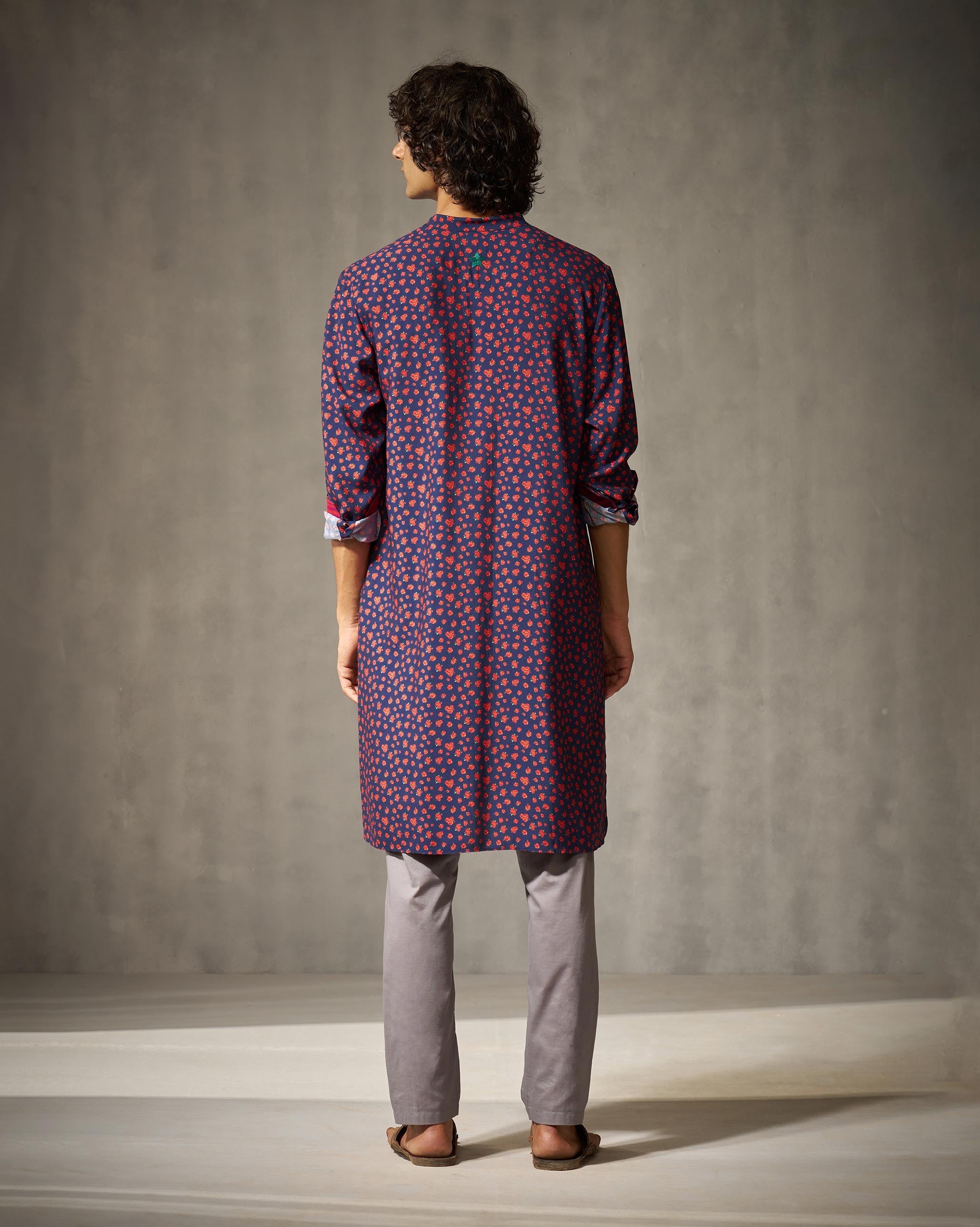 Bageecha Kurta - Red & Blue Print