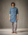 Front Pleat Kurta - Navy Print