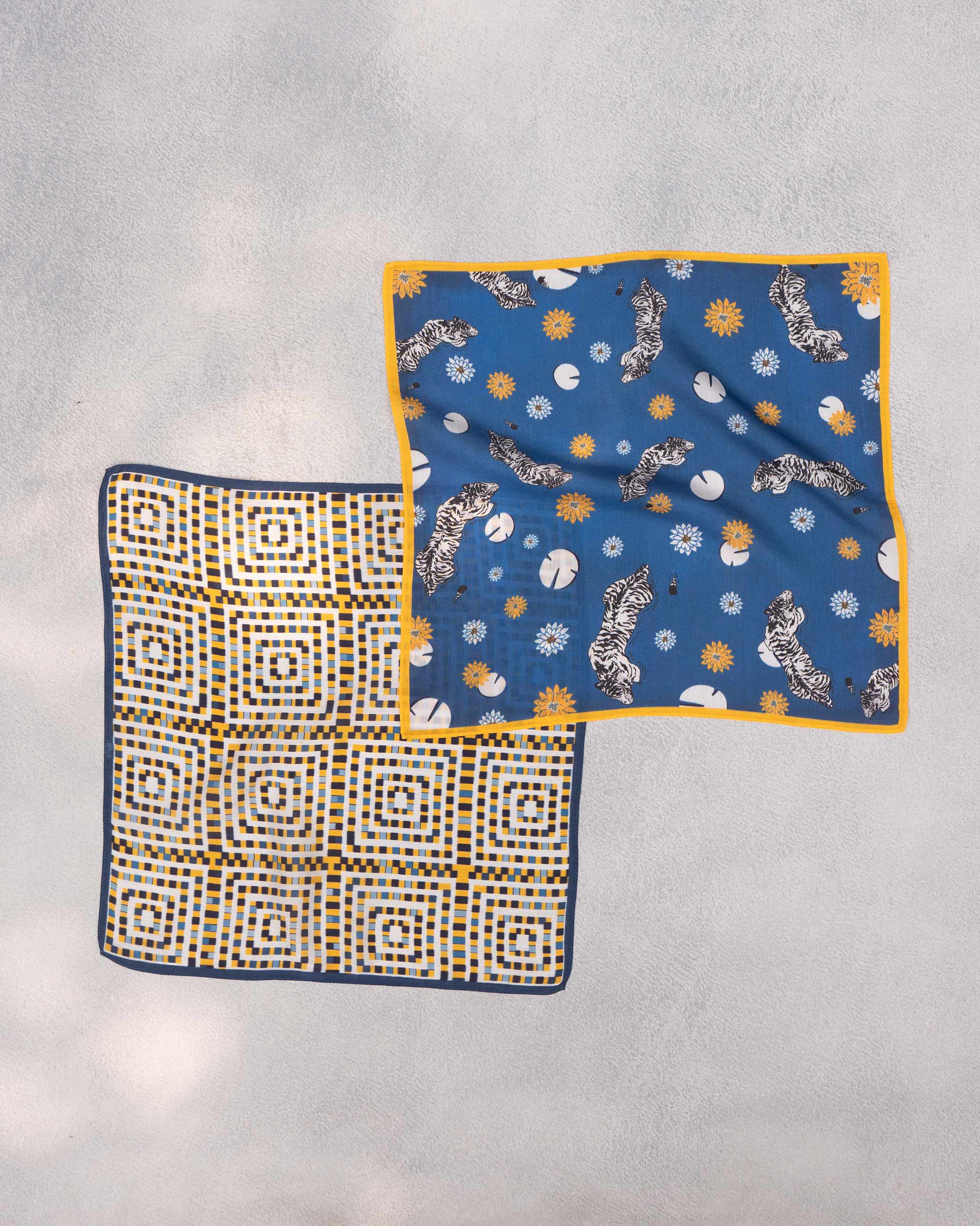 Kokomo Pocket Squares - Dark Blue & Yellow