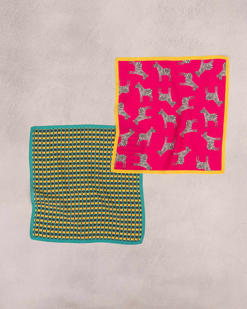 Zebra Pocket Squares - Multi Colour