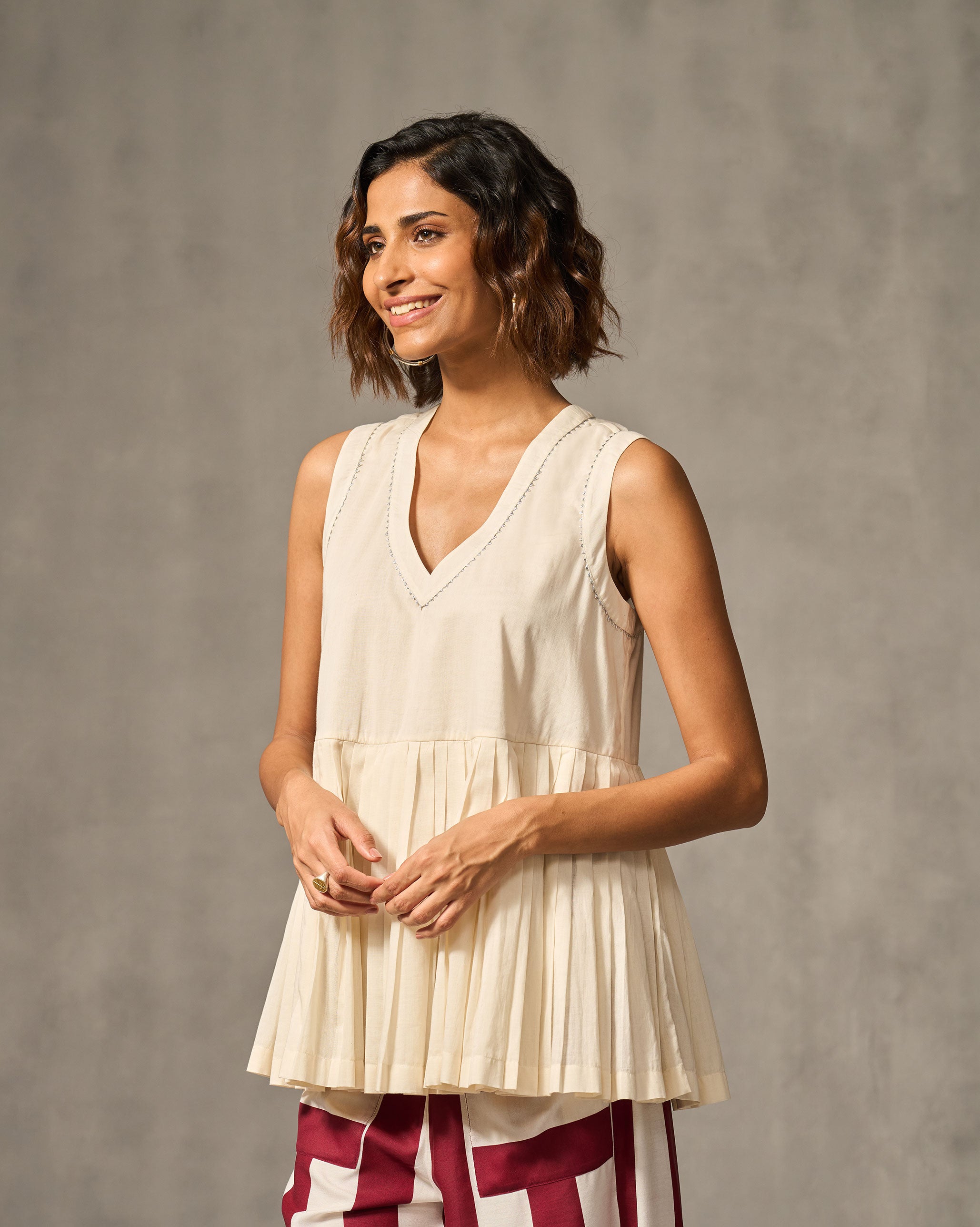 Lolo Pleated Top - Ivory