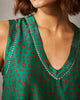 Lolo Gathered Top - Green & Red Print