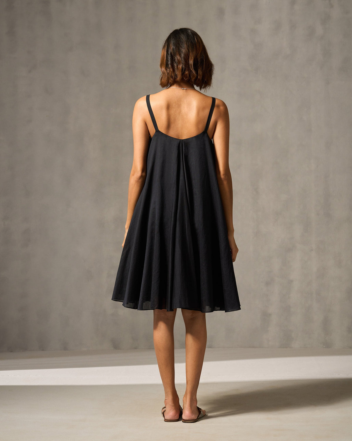 Berber Strappy Dress - Black & Foil Print