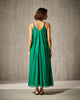 V-Neck Strappy Dress - Green & Silver Foil Print