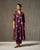 Front Pleated Kurta & Slip - Purple & Gold Print