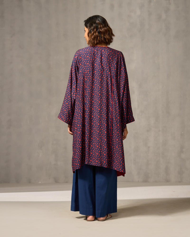 Medina Kurta - Navy & Red Print