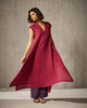 Yoke Kurta - Purple & Red Stripes