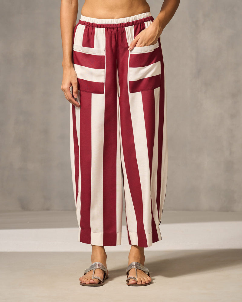 Serene Pants - Red & Ivory Stripes