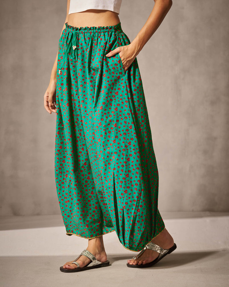 Jambiani Skirt - Green & Red Print