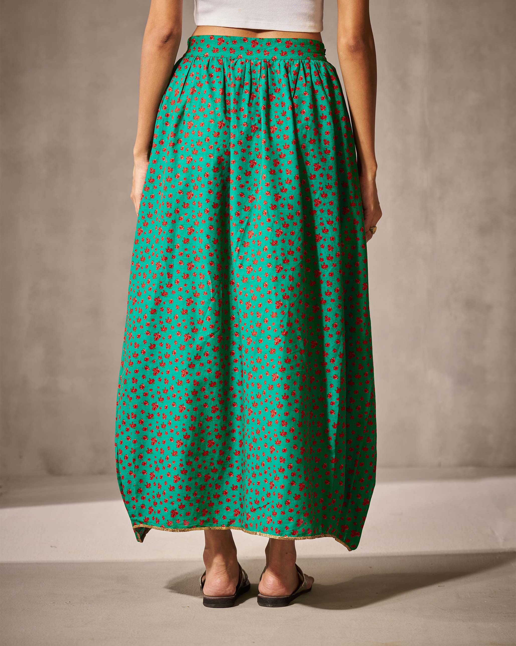 Jambiani Skirt - Green & Red Print