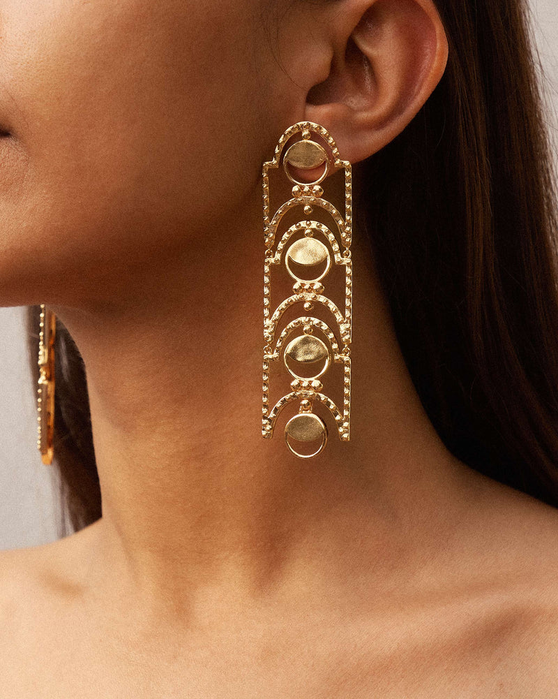 Temple Moon Earrings - Gold