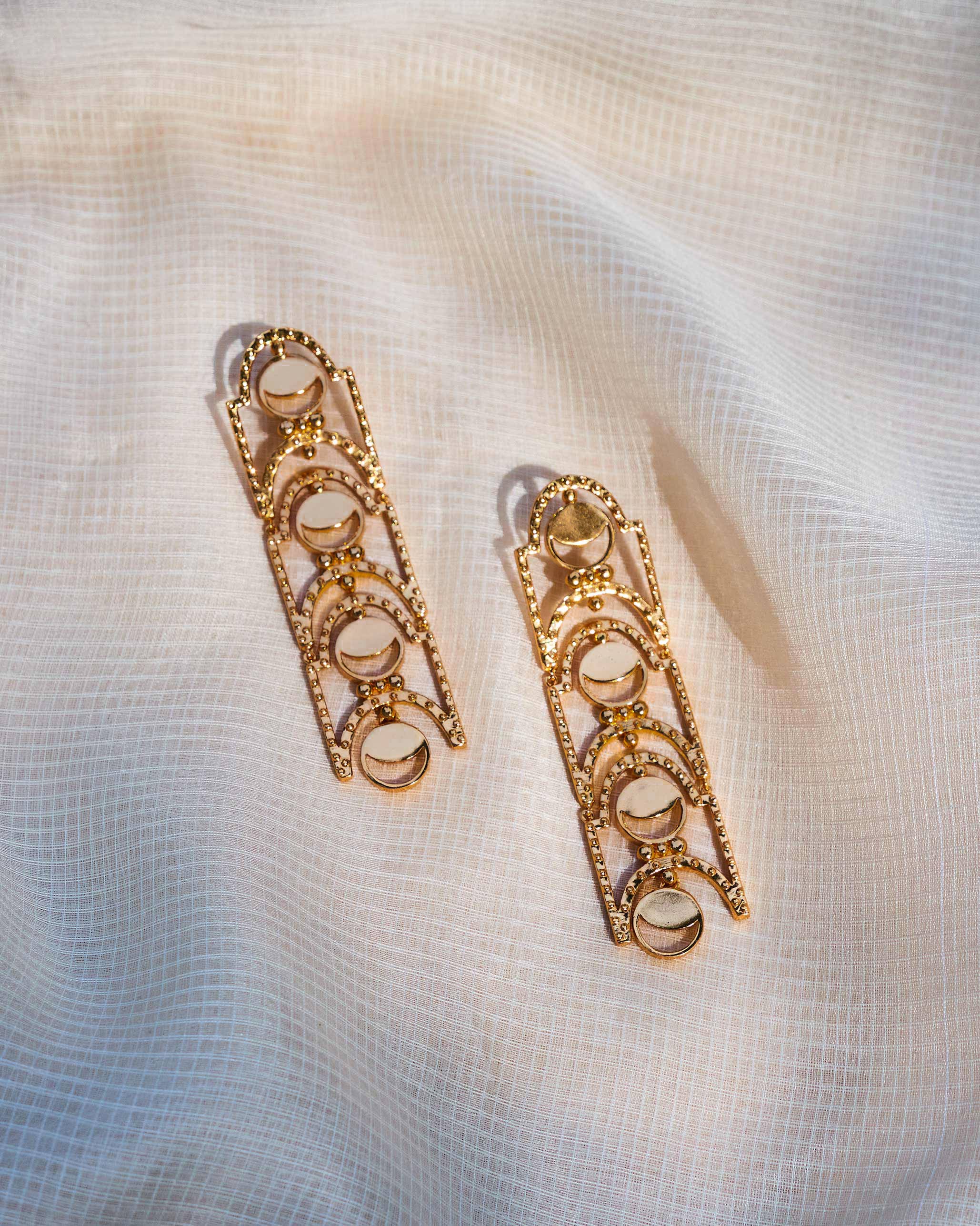 Temple Moon Earrings - Gold