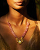 Strawberry Quartz Moon Necklace - Gold