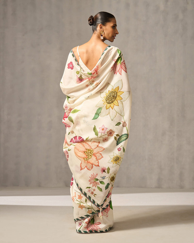 Bloom Bed Sari - Ivory Print