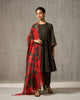 Autumn Bloom Dupatta - Green & Red Print