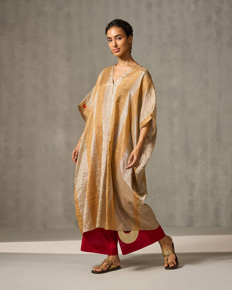 Araya Kaftan - Gold & Silver Stripes