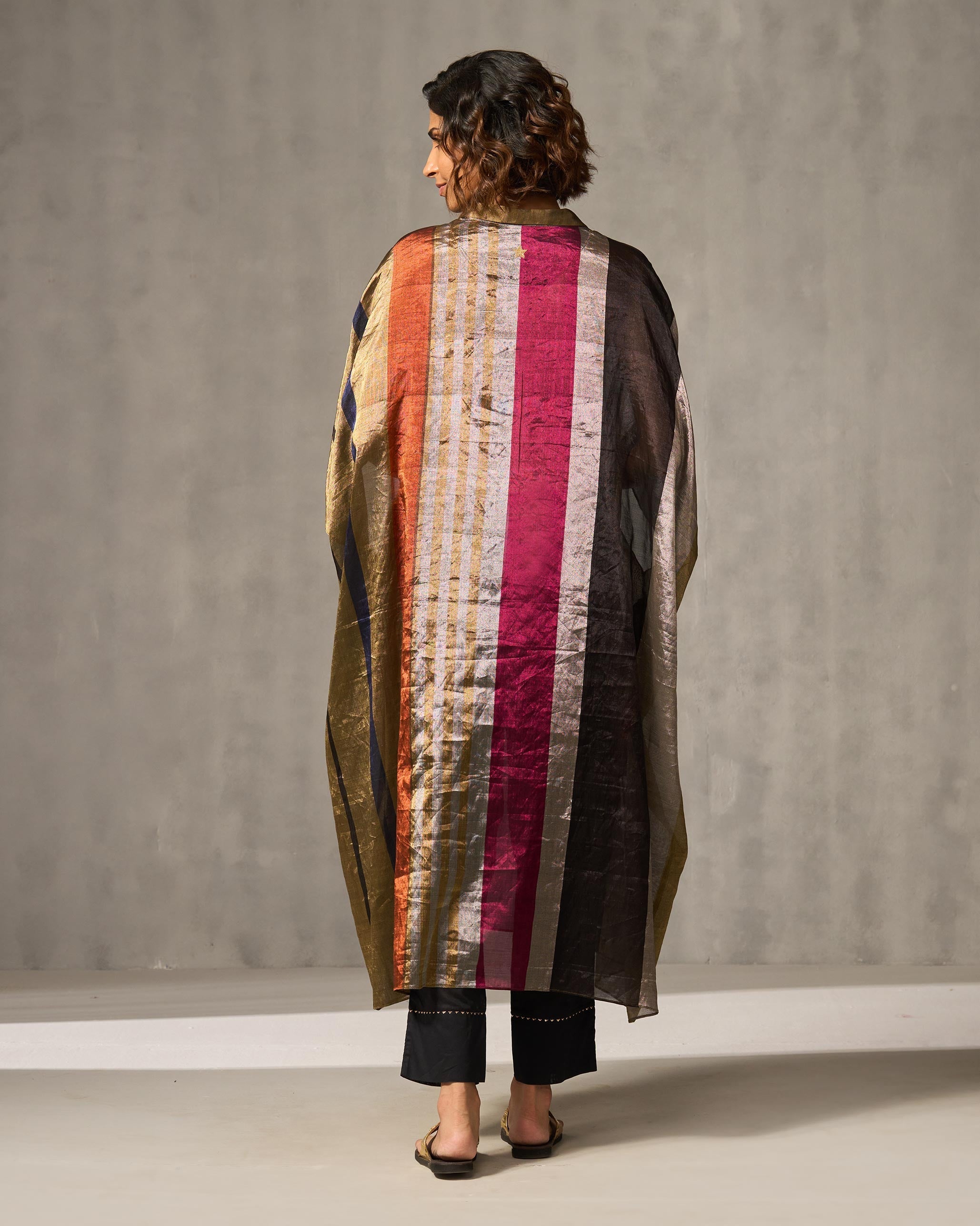 Collared Kaftan - Multi Color Stripes