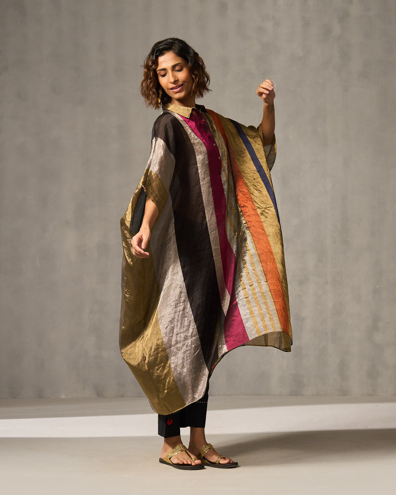 Collared Kaftan - Multi Color Stripes