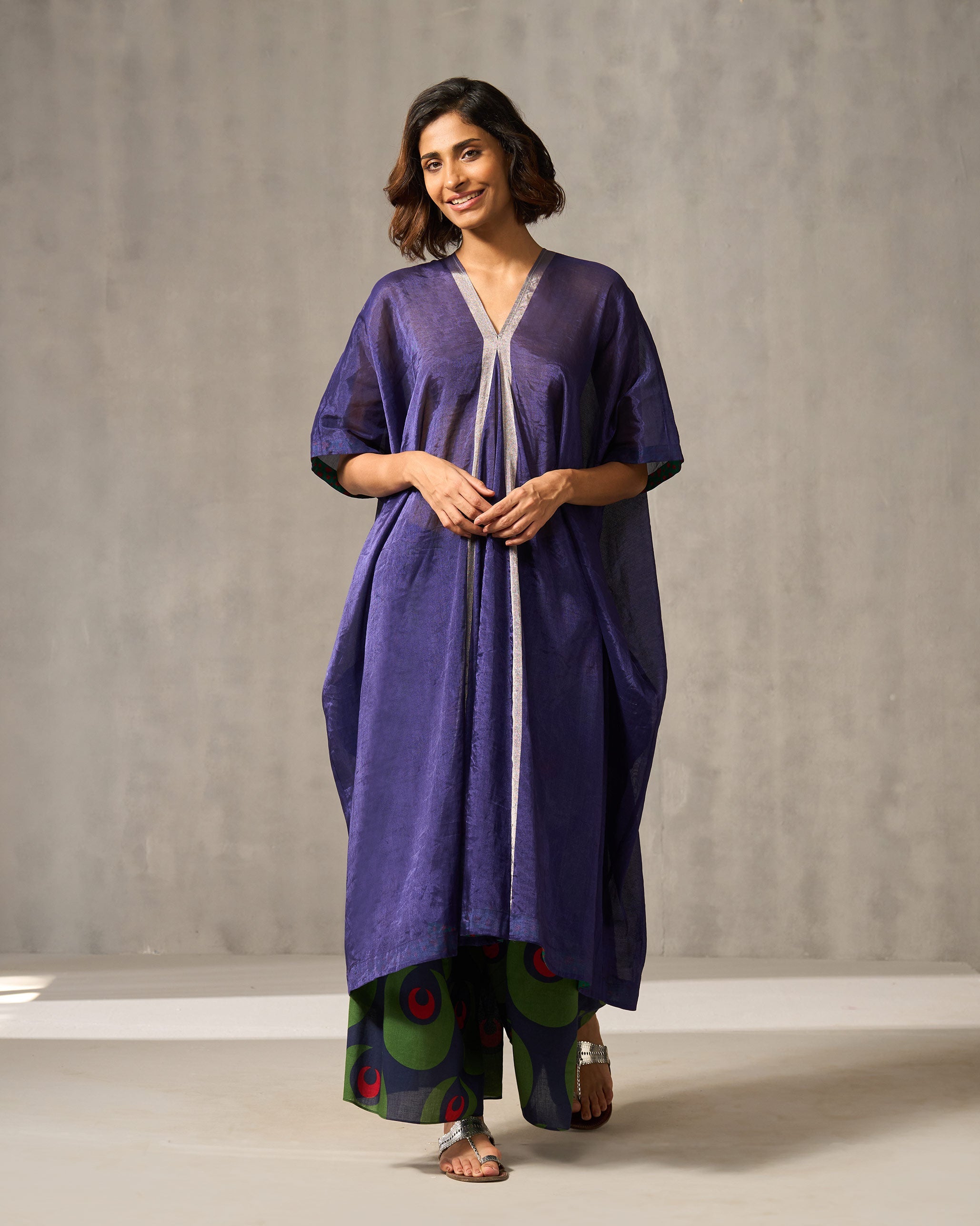 Charisma Kaftan - Navy & Silver