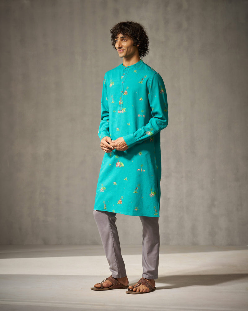 Astral Kurta - Green Print