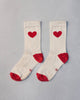 Heart Socks - Oatmeal & Red