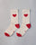 Heart Socks - Oatmeal & Red