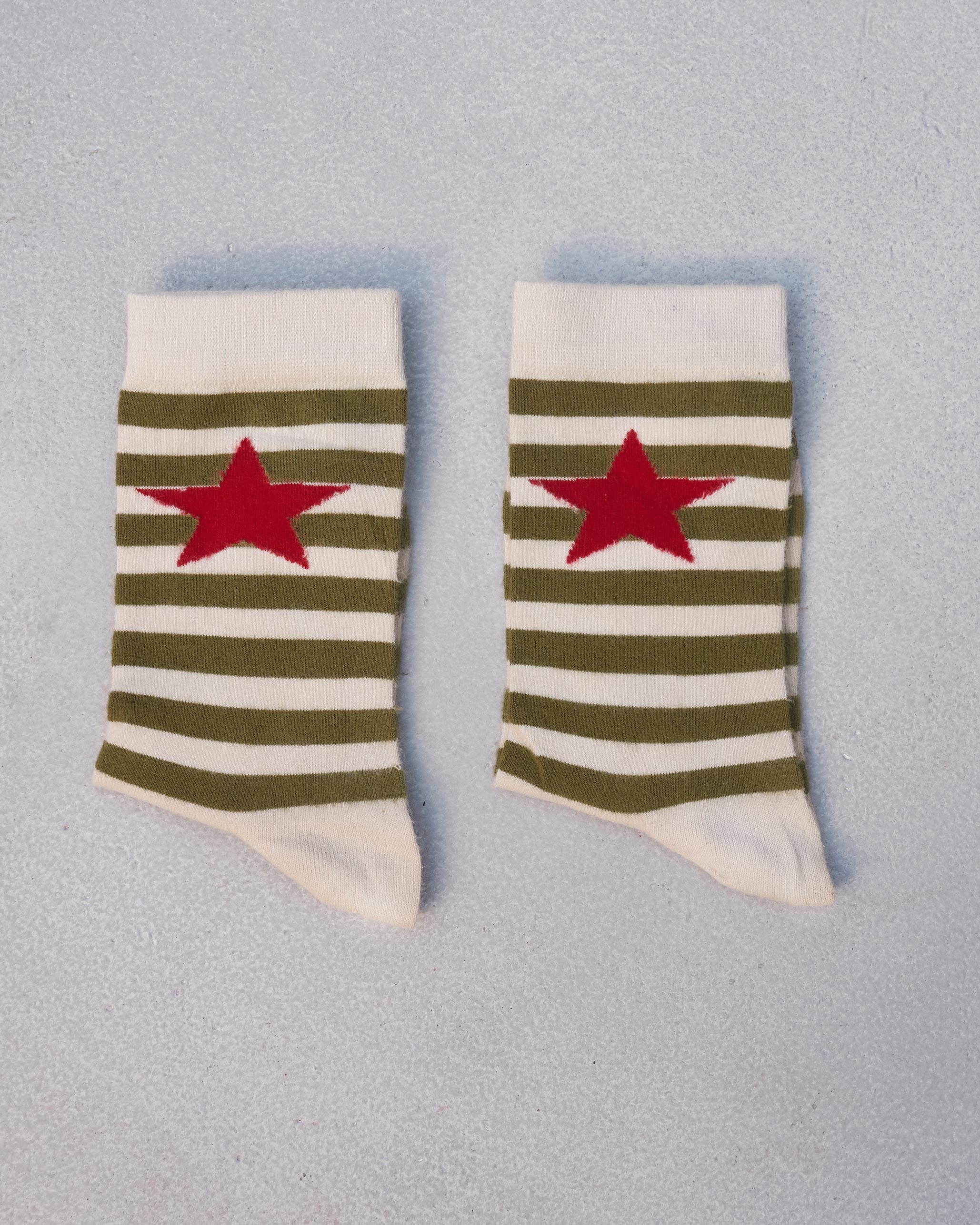 Stripey Socks - Olive & Oatmeal