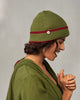 Safari Beanie - Olive & Red