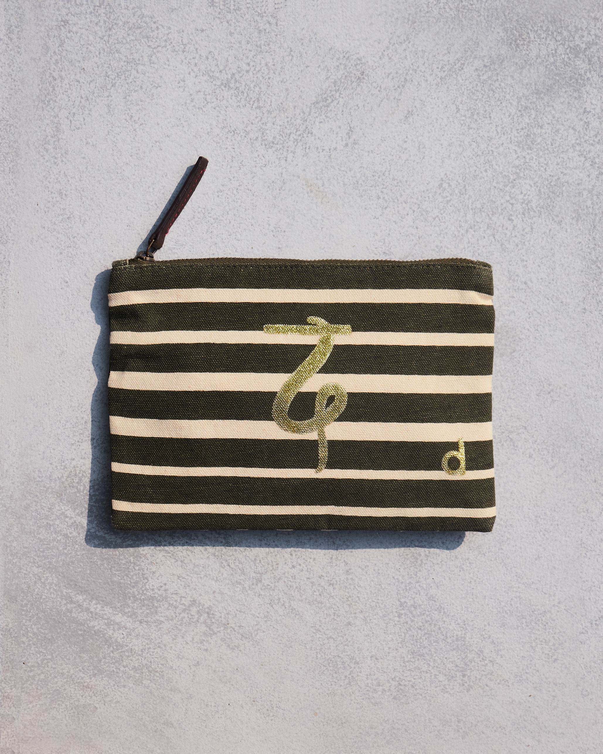 Alphabet D Pouch - Olive Night