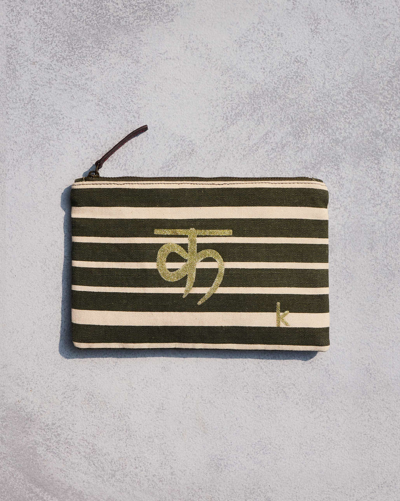 Alphabet K Pouch - Olive Night