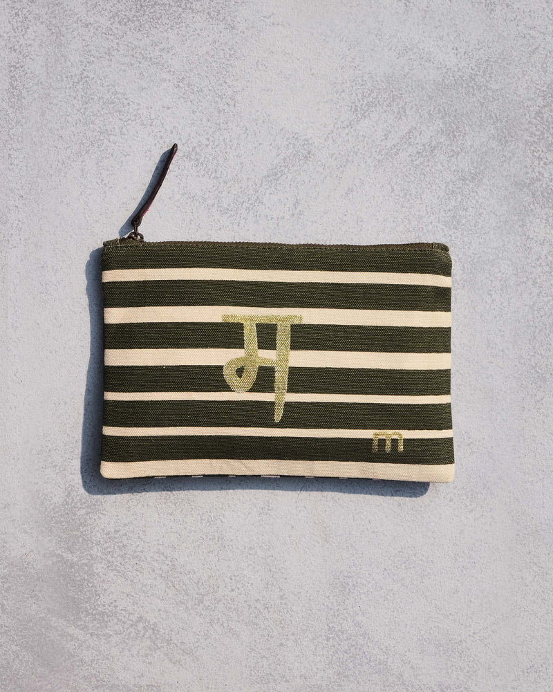 Alphabet M Pouch - Olive Night