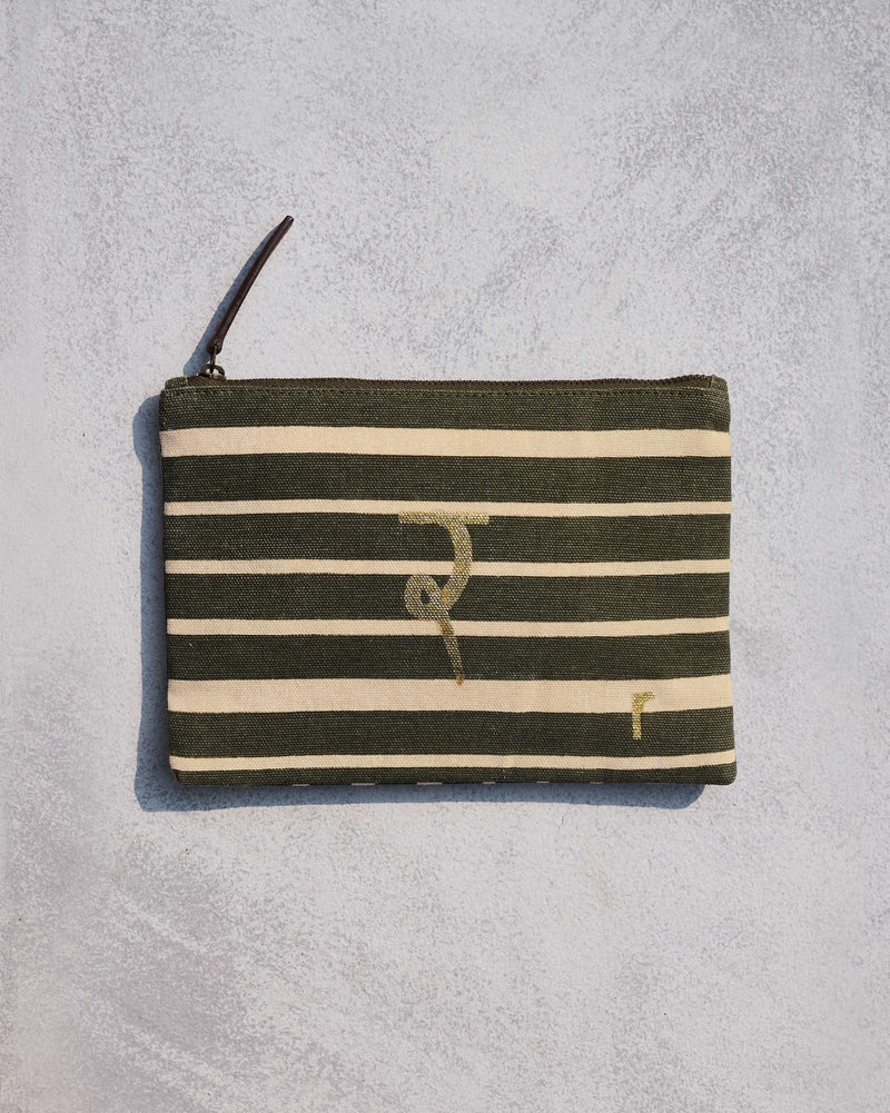 Alphabet R Pouch - Olive Night