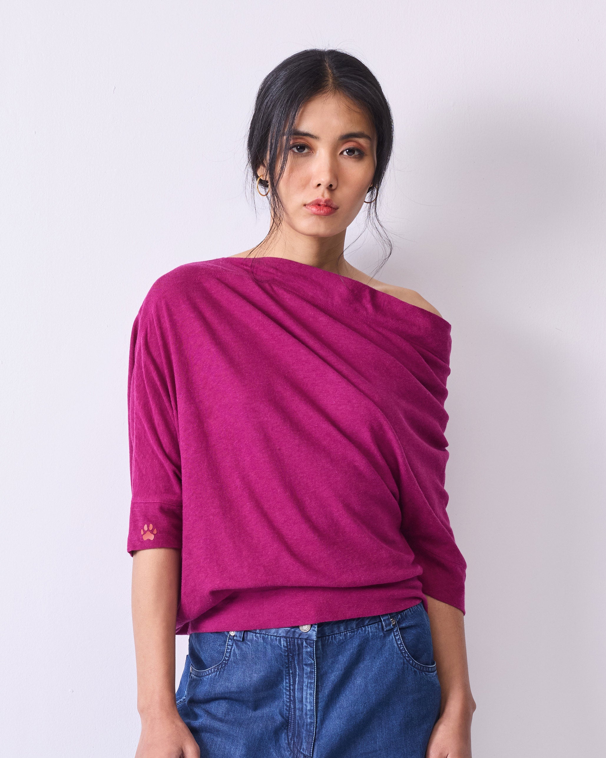 Ukiyo Off Shoulder Top - Berry