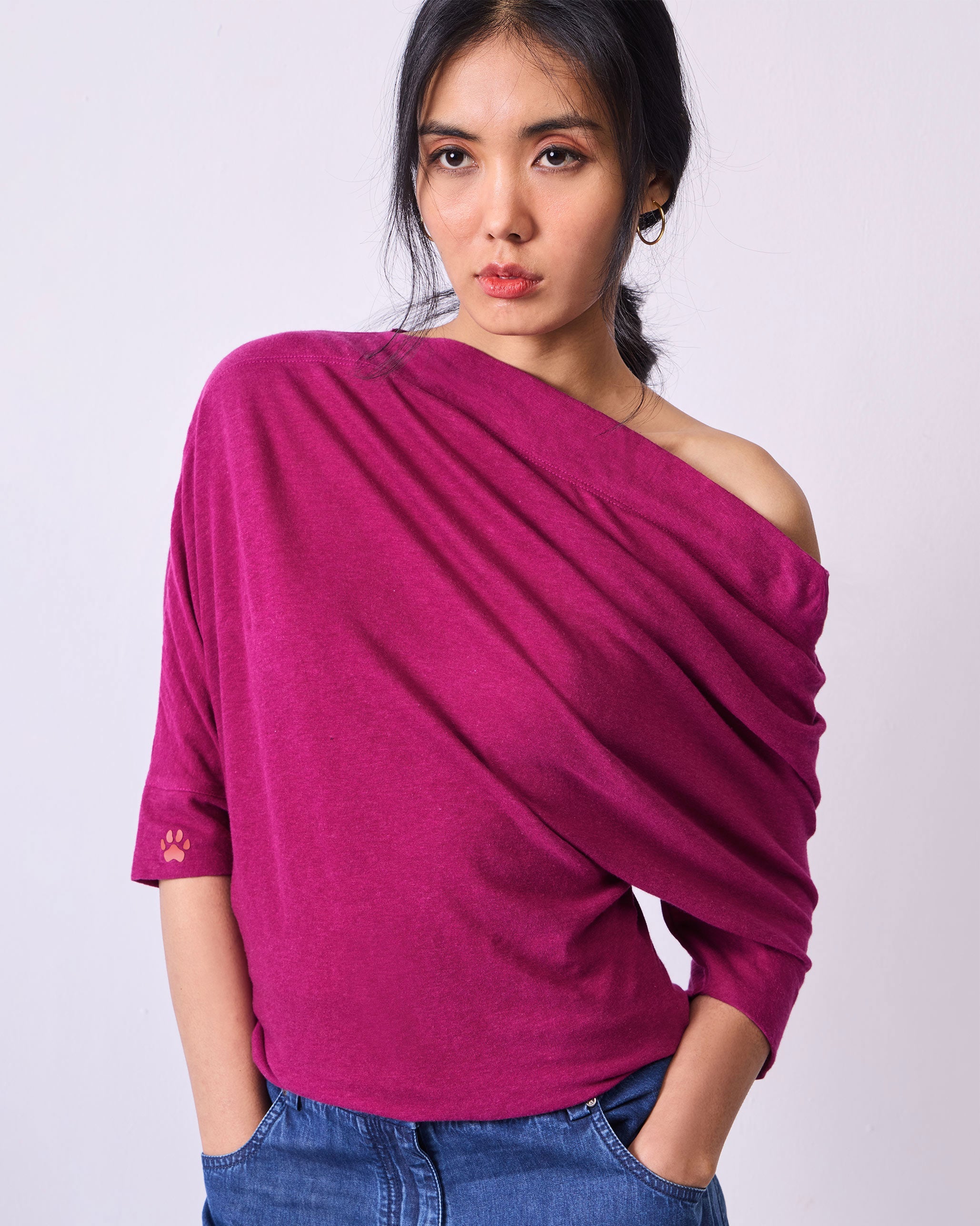 Ukiyo Off Shoulder Top - Berry