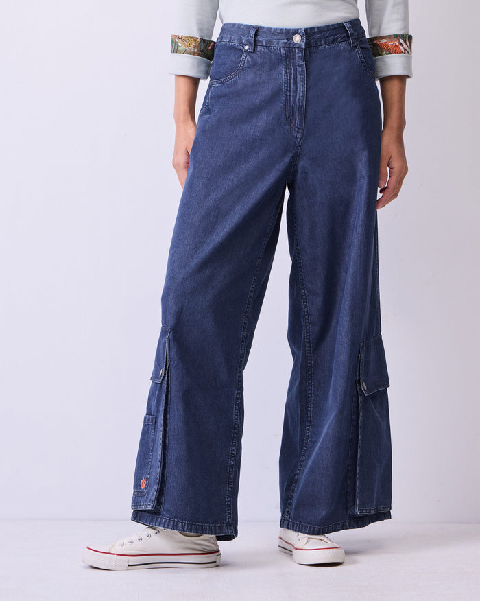 Hem Pocket Pants - Denim
