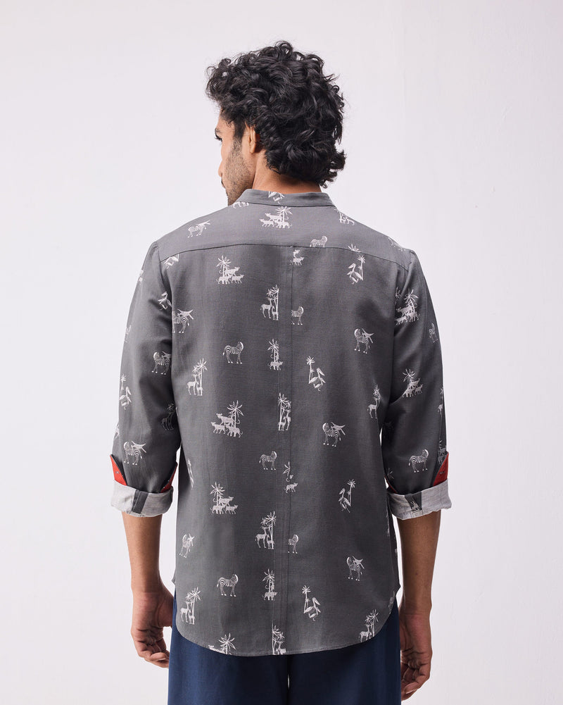 Nawab Shirt - Grey Print