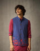 Jashn Nehru Jacket - Red & Navy Print