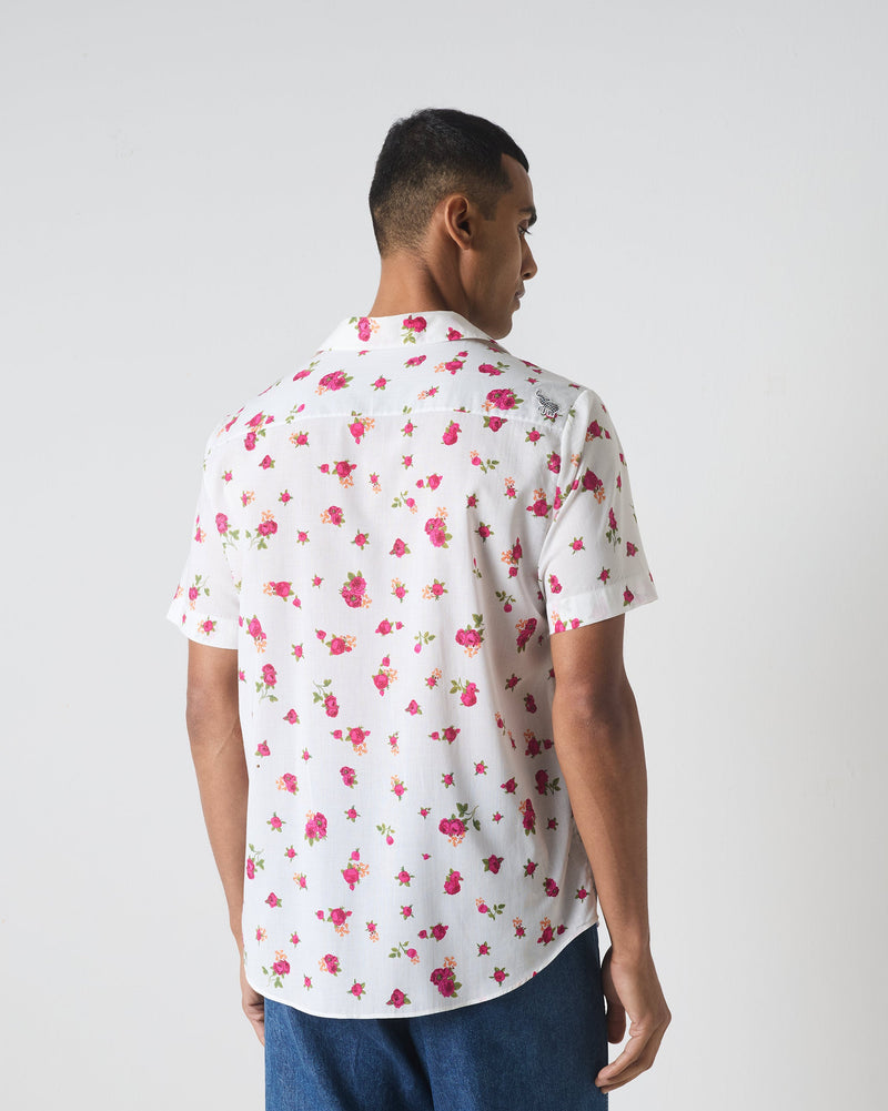 Half Sleeves Shirt - Pink Ditsy Print