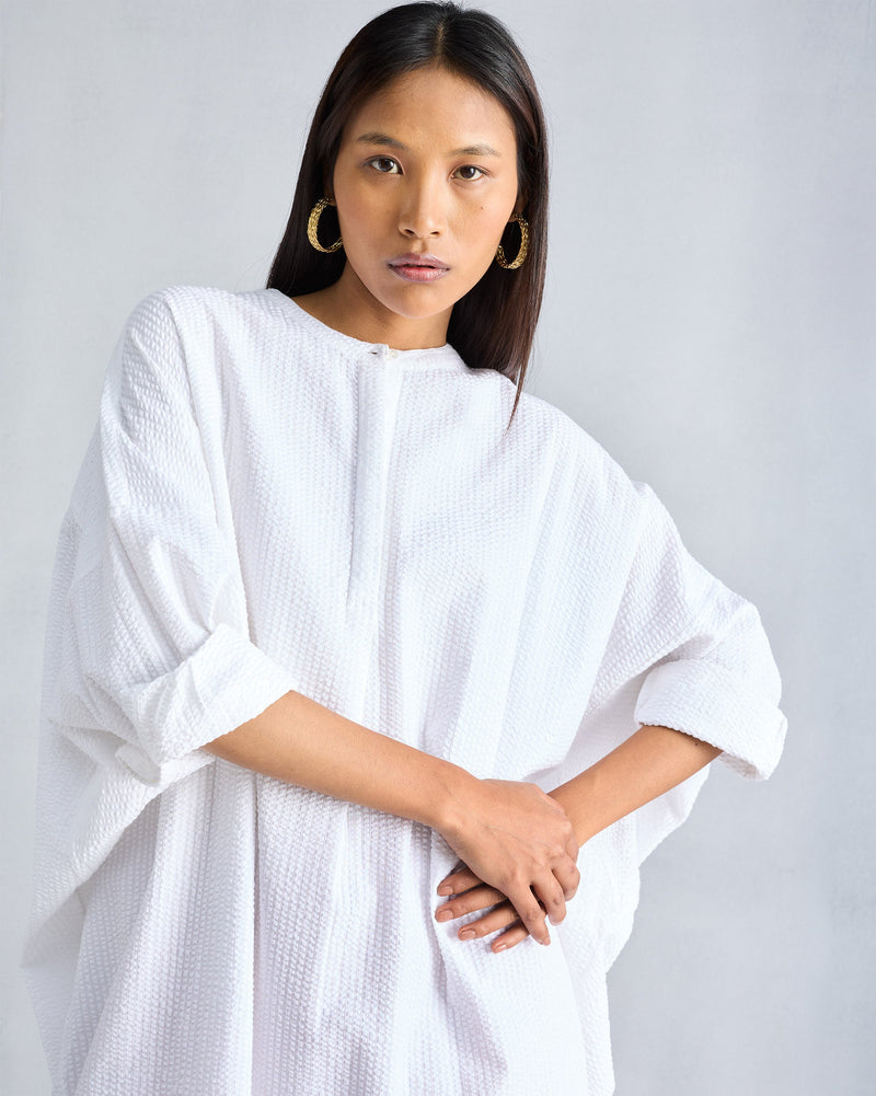 Lazy Sunday Tunic - White Seersucker