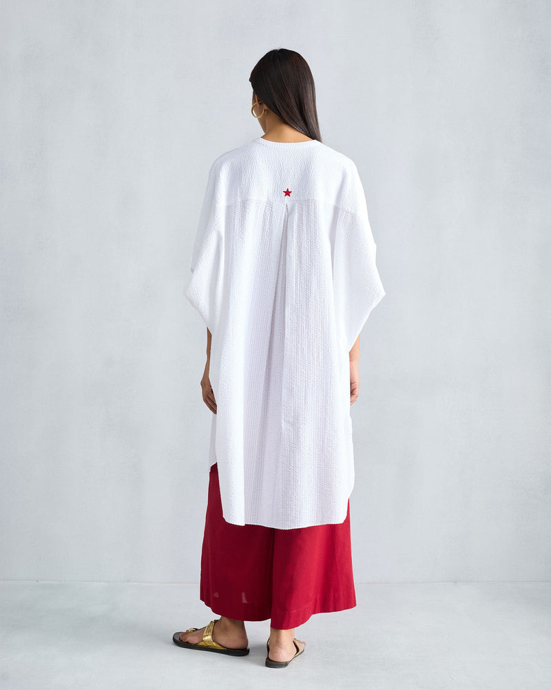 Lazy Sunday Tunic - White Seersucker