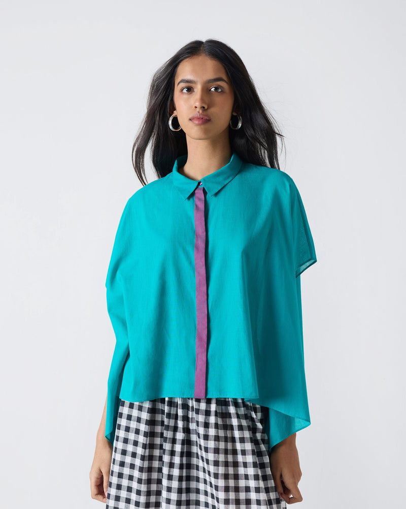 Asymmetrical Hem Top - Aqua