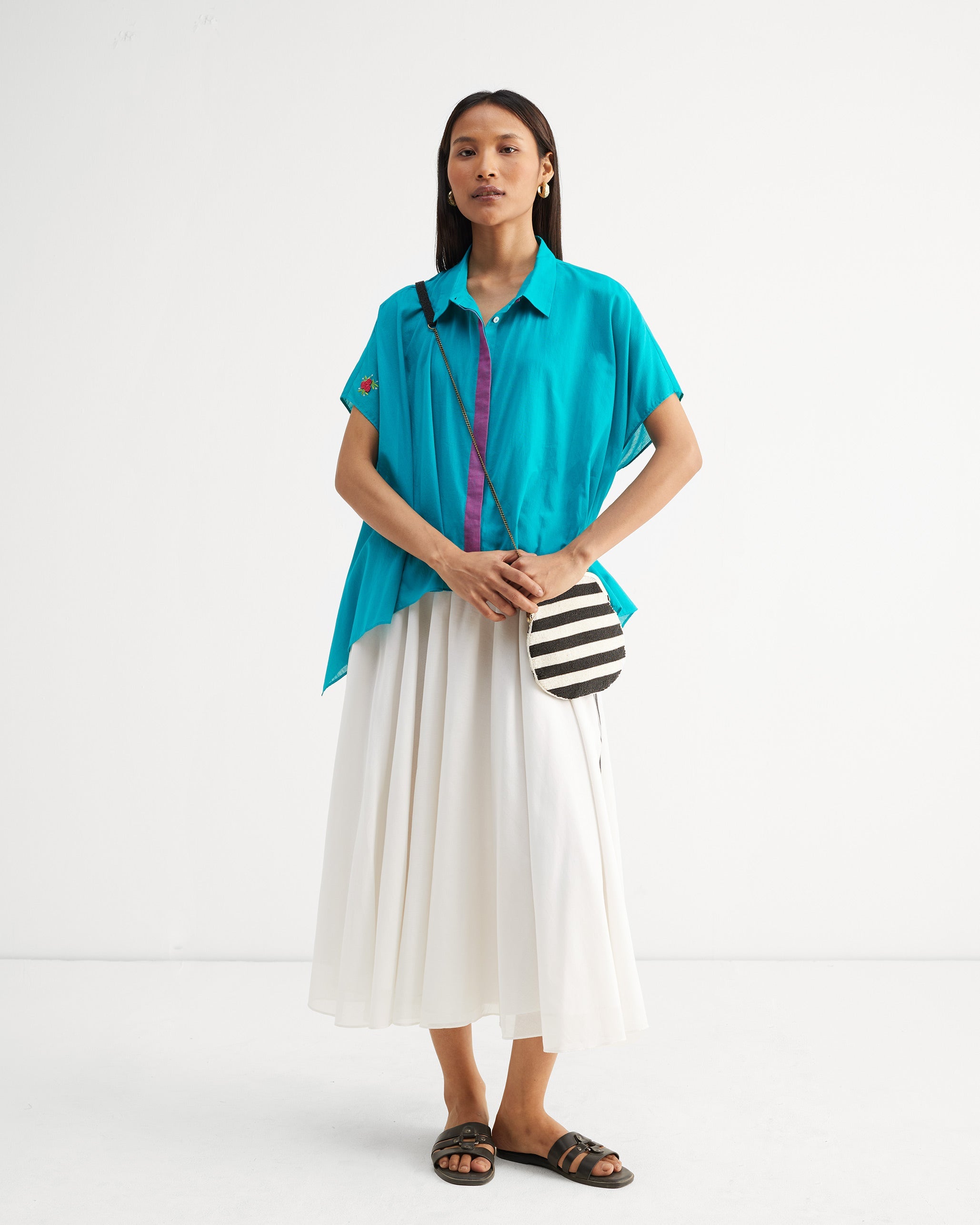 Asymmetrical Hem Top - Aqua