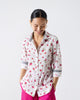 Spring Fitted Shirt - White & Fuchsia Print